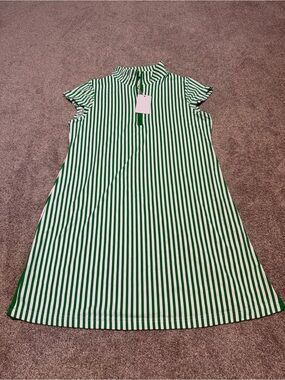 Green and White Striped Women’s Dress - Mary Square